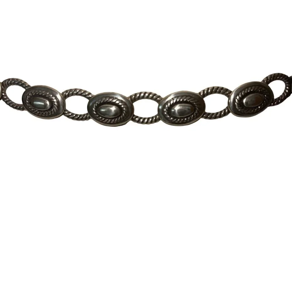 Brighton Vintage 1995 Womens Size S Black Tone Oval Metal Link Belt Casual